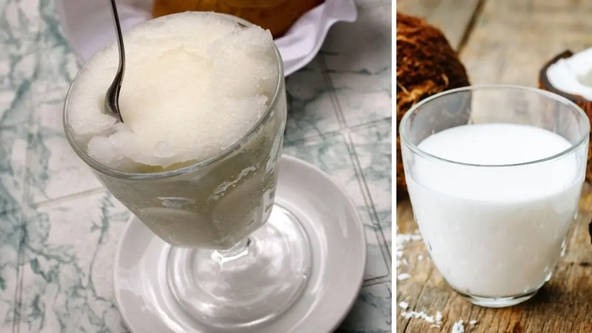 Mleczko kokosowe i kokosowe wegańskie lody w pucharku