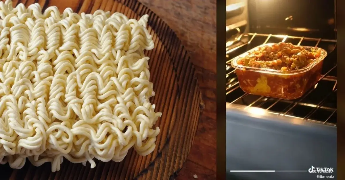 Makaron z zupki chińskiej oraz zapiekanka ramen lasagna w piekarniku - hit z TikToka