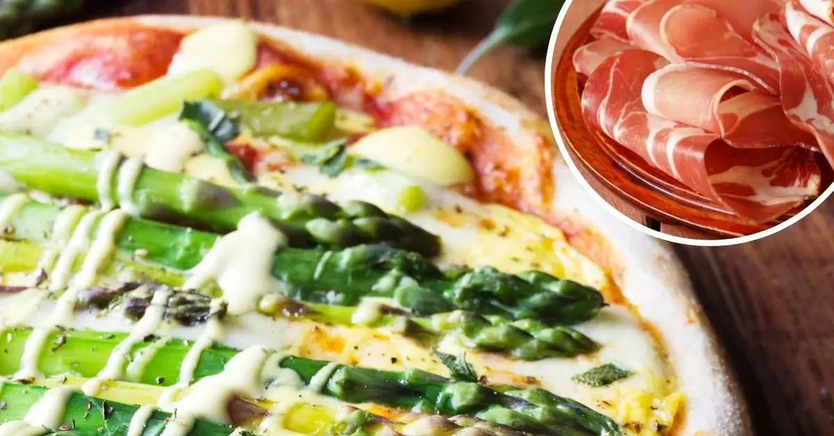 Włoska pizza ze szparagami i szybka parmeńską