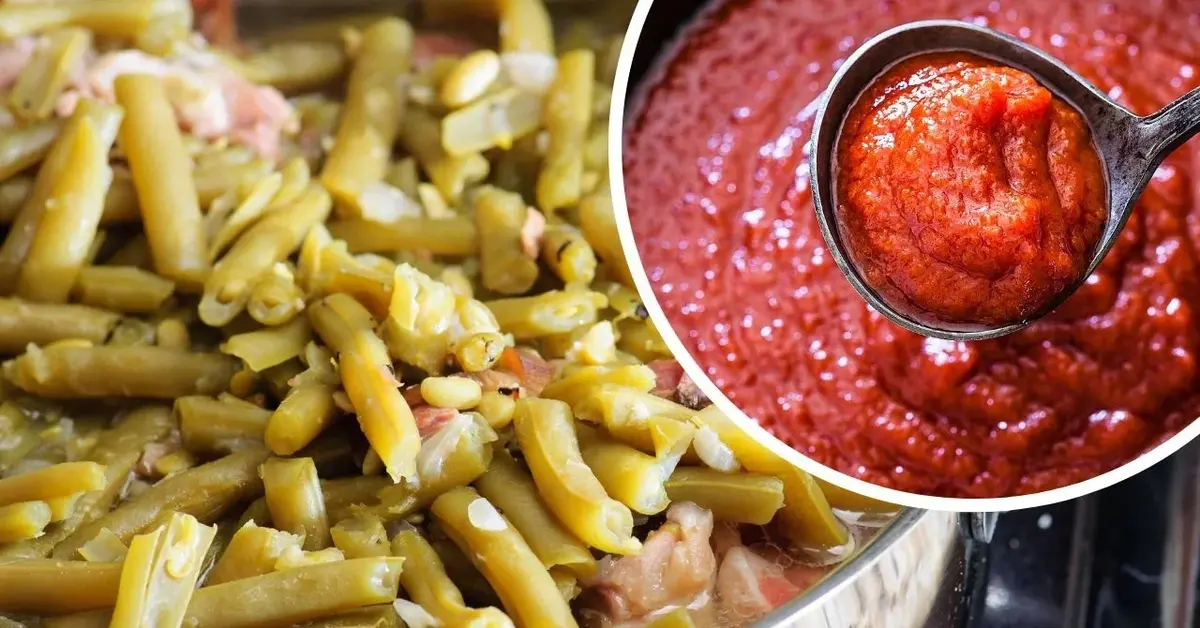Fasolka szparagowa i sos pomidorowy w garnku