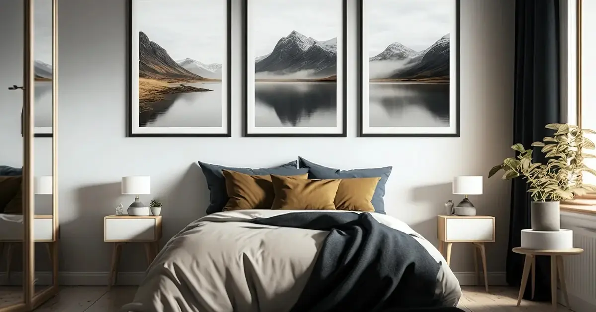 Elegancka sypialnia z łóżkiem małżeńskim