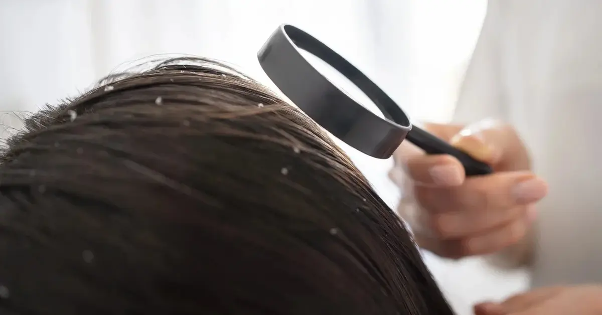 Ręka trzyma szkło powiększające z bliska