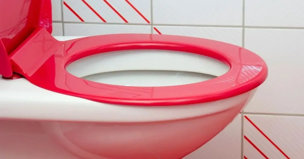 toaleta z czerwoną deską