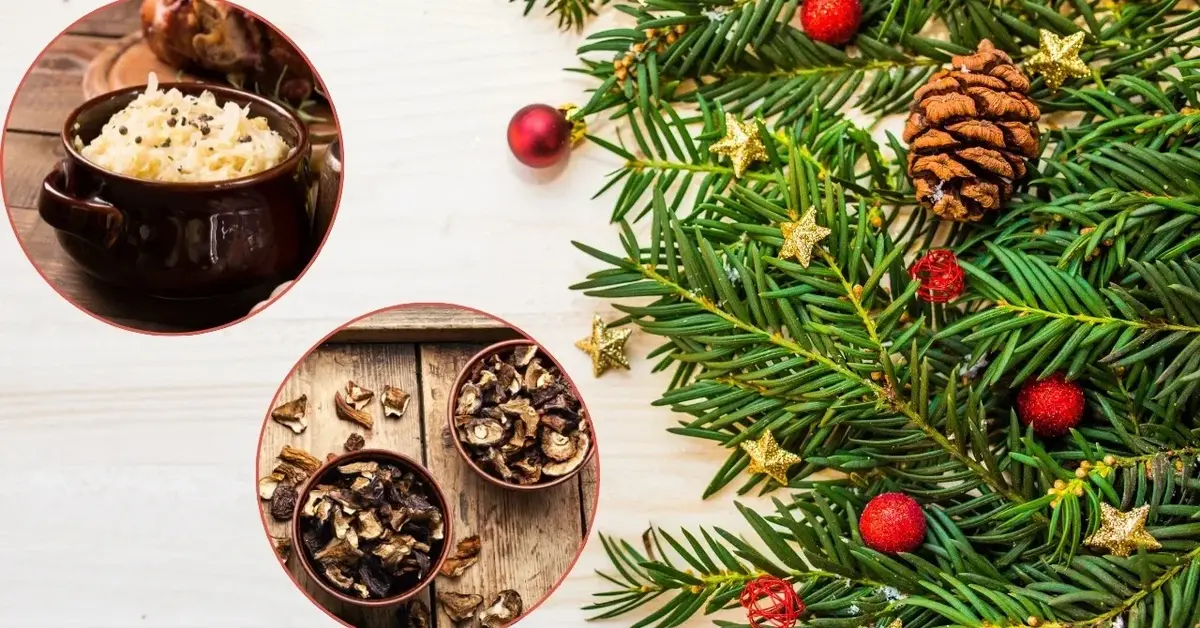 Kiszona kapusta i suszone grzyby na Wigilię.