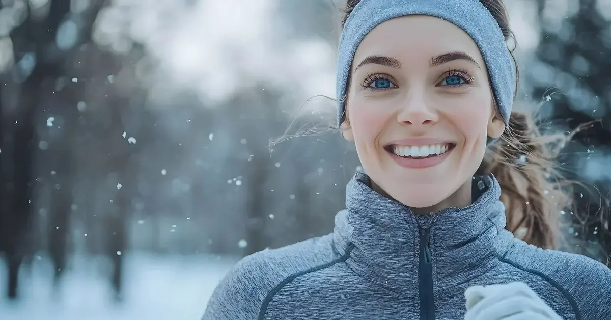 Kobieta w czasie zimowego jogiingu