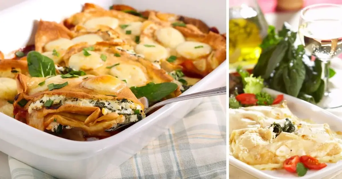 Naleśniki nadziewane szpinakiem i serem feta zapiekane pod beszamelem według Ewy Wachowicz