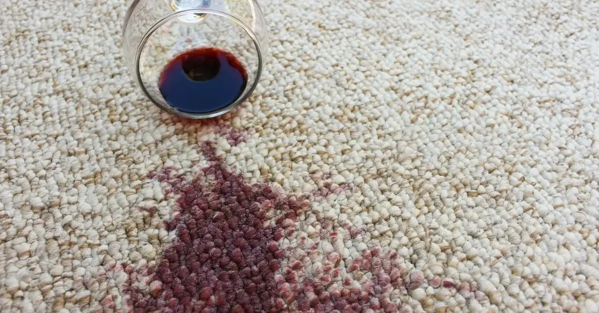 wino rozlane na dywanie