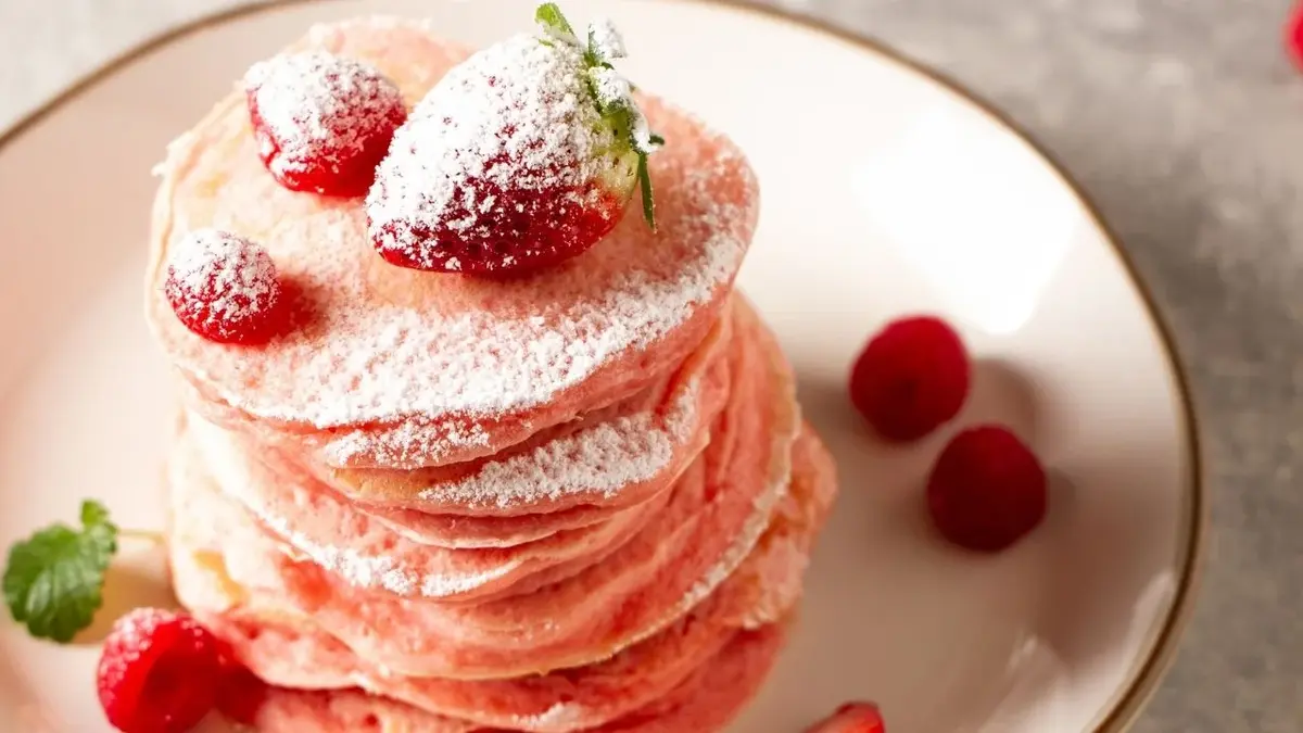 Różowe pancakes truskawkowe