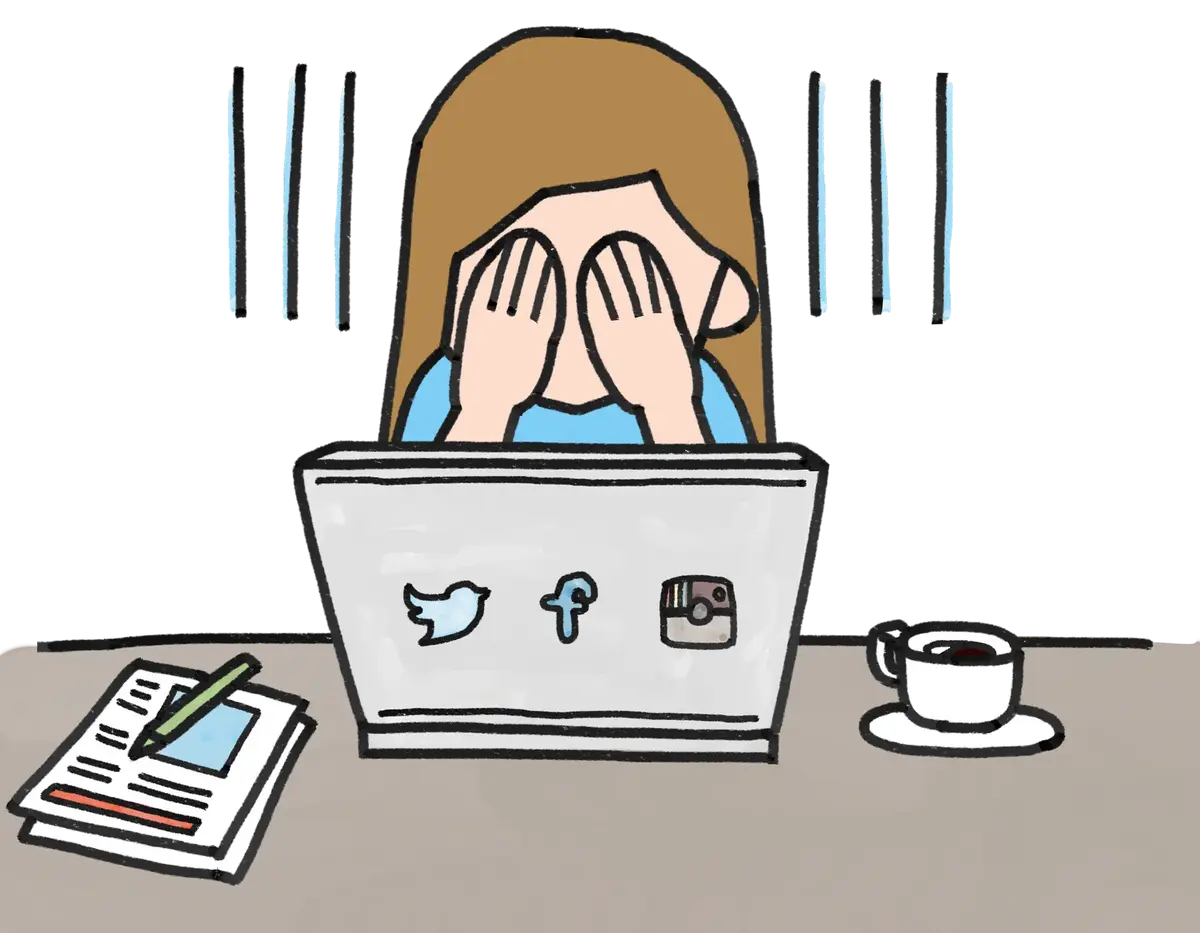 kobieta płacząca nad social mediami