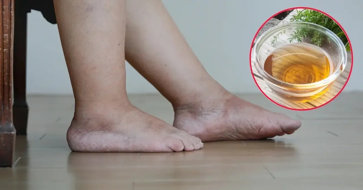 Spuchnięte stopy i ocet jabłkowy do wymoczenia stóp.