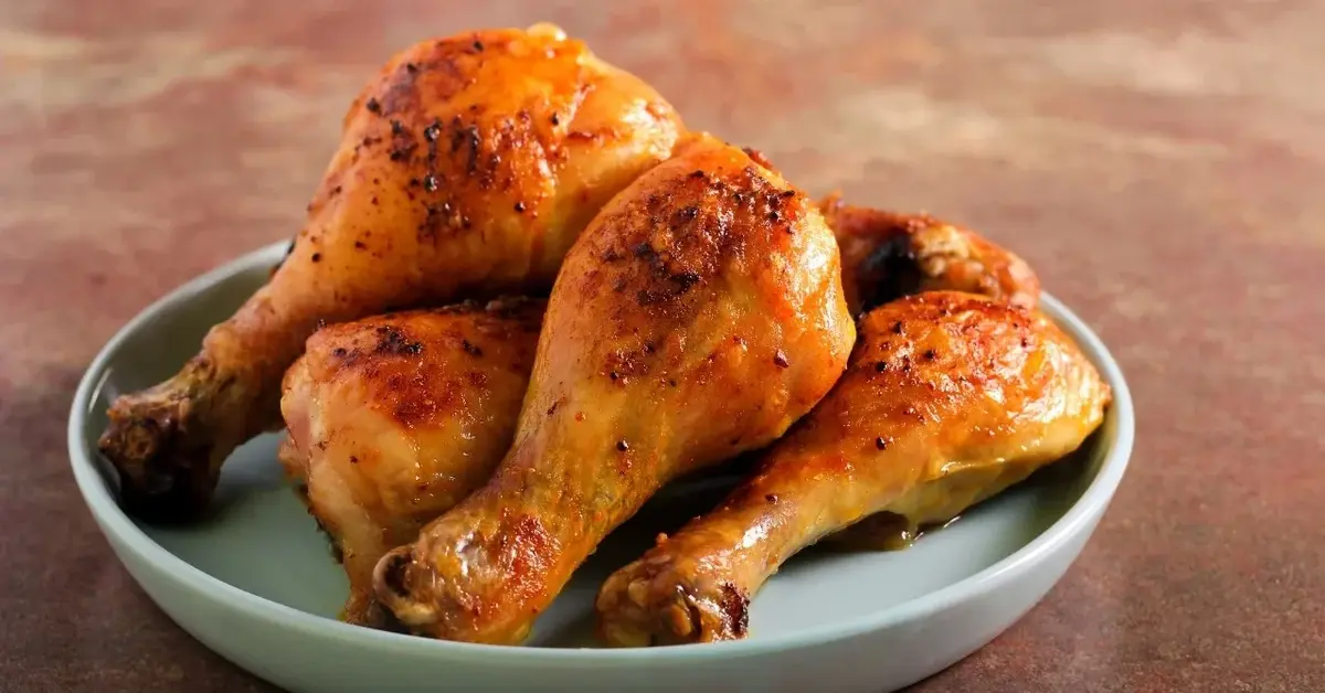 Pieczone pałki z kurczaka na talerzu