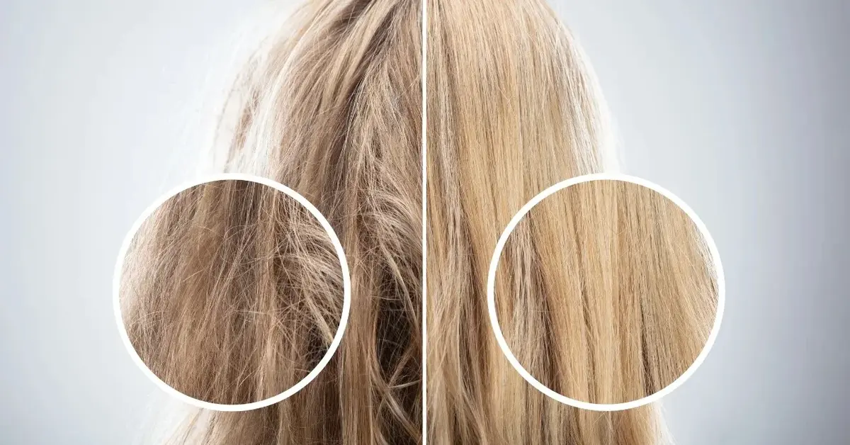 Porównanie suchych i nawilżonych włosów