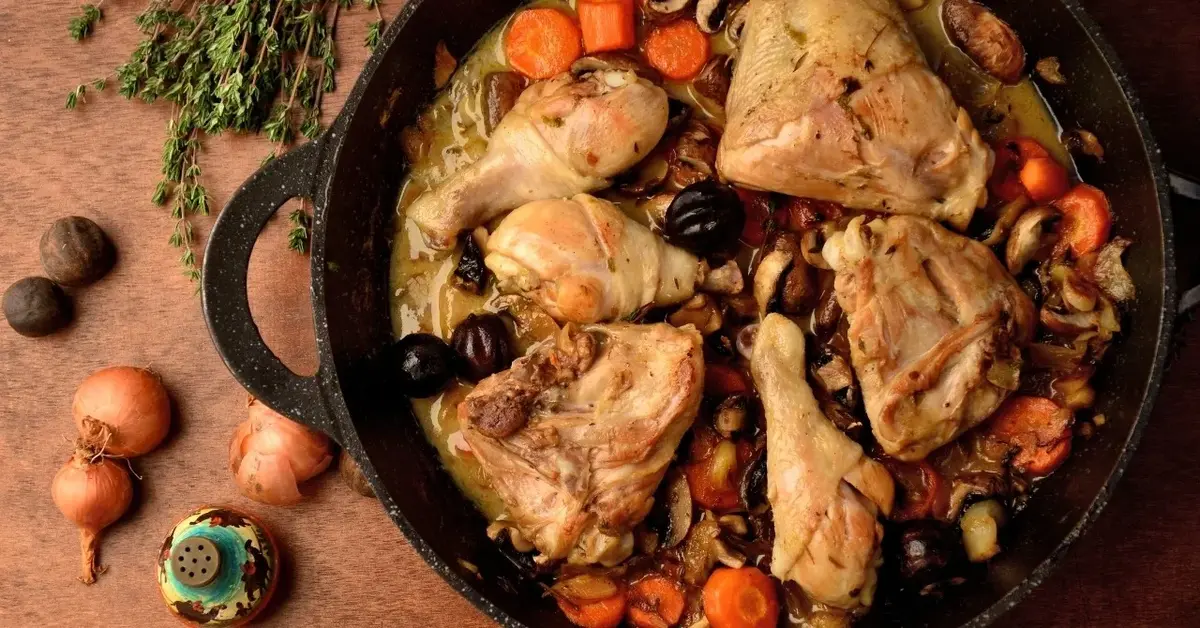 Coq au riesling w głębokiej patelni