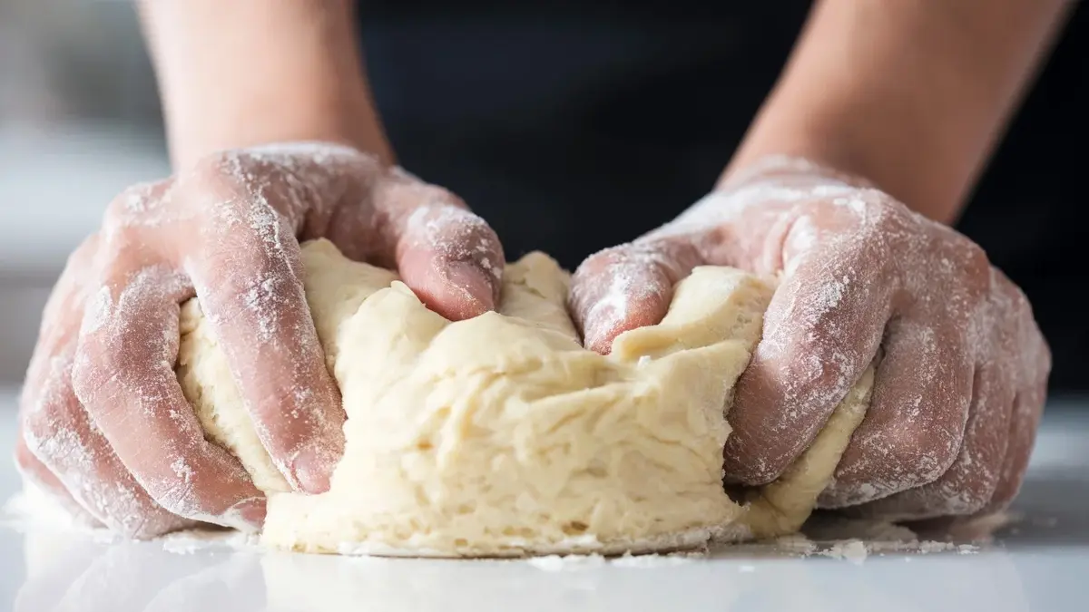 Ciasto na chleb wyrabiane dwoma rękami