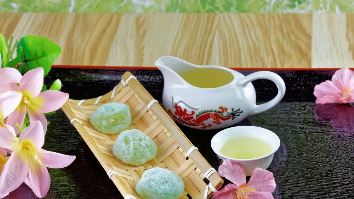 mochi z zieloną herbatą