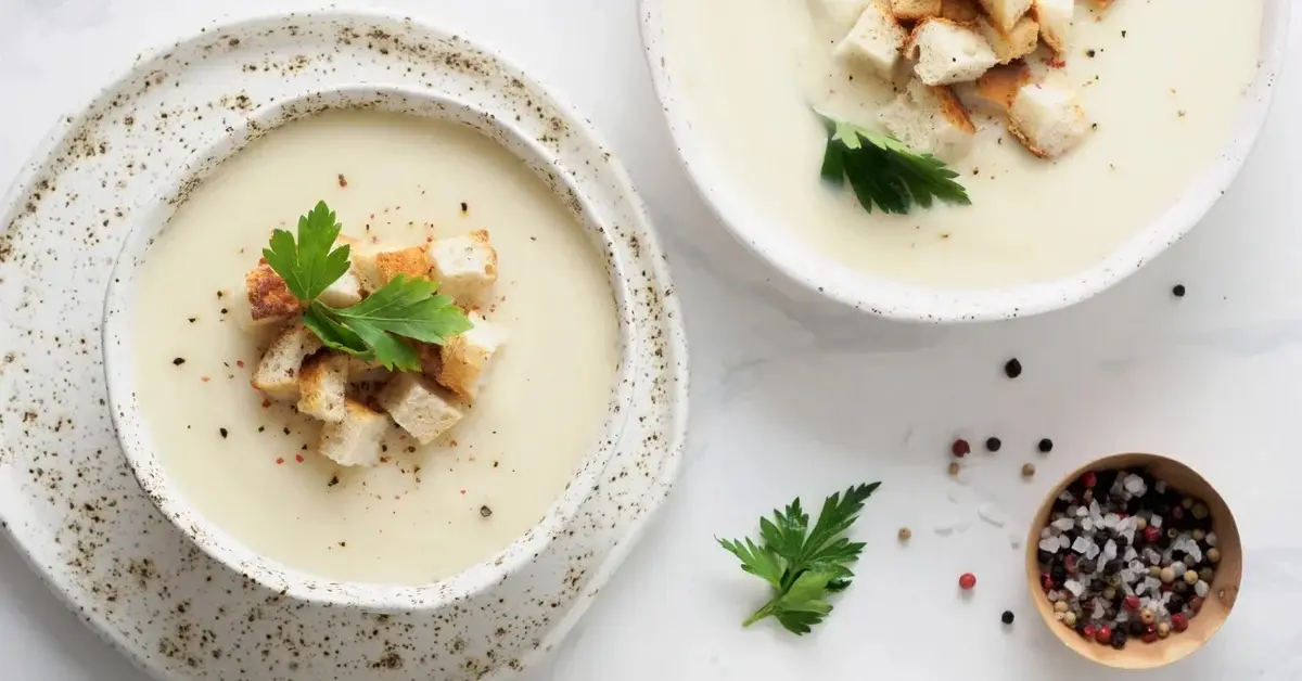 Główne zdjęcie - Kremowa zupa kalafiorowa z serkiem topionym i chrupiącymi grzankami - finezja smaku w Twoim domu